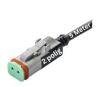 Kalitec DT06-2S tedesco a 2 poli con cavo PUR iniettato da 5 metri, 2 x 0,75 mm² nero, cavo confezionato con presa I alloggiamento della presa impermeabile, cavo preconfezionato pronto per il
