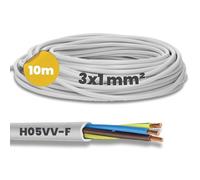 Kalitec H05VV-F tubo flessibile 3 x 1 mm² I cavo di alimentazione 3G1 mm2 con conduttore di protezione I cavo in PVC per interni I cavo elettrico bianco I cavo lampada flessibile I cavo dispositivo a