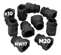 Kalitec Raccordo per tubo flessibile dritto, M20, nero, connettore per tubo corrugato NW17, raccordo I