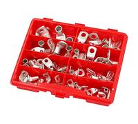 Kalitec - Set di 62 capicorda tubolari ad angolo di 90°, 10-50 mm², capicorda tubolare 90 gradi, capicorda ad anello, connettori a compressione