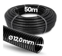 Kalitec Tubo corrugato scanalato NW 12, 50 metri, tubo corrugato aperto, tubo di protezione per martore, tubo vuoto, protezione per cavo AD 15,6 mm, ID 12,0 mm