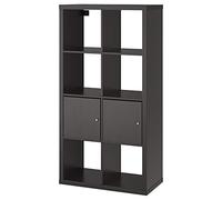 KALLAX Scaffale con ante, nero-marrone, 77x147 cm