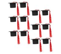 KALLORY 12 Pezzi Decorazioni Laurea Torta Mini Cappelli di Laurea in Carta e Poliestere Rosso Addobbi Leggeri e Non Danno la Torta