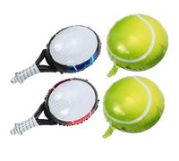 KALLORY 1set Palloncini Tennis in Alluminio con Palline Gonfiabili e Racchette Colorate per Addobbi Feste Compleanno e Bachelor Party Tema Tennis