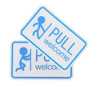 KALLORY 2 Pezzi Adesivo Indicatore Push Pull per Porte in Vetro Acrilico Blu, Segnaletica Chiara Resistente All'acqua per Negozi e Vetrine