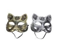 KALLORY 2 Pezzi Maschera Steampunk in Plastica a Metà Volto Stile Gatto Design Unico, Materiale Confortevole e Facile da Trasportare per Cosplay e Feste di Halloween Colore Casuale