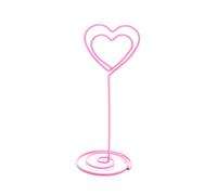 KALLORY 24 Pezzi Clip Messaggi in Metallo Creativo Rosa a Forma di Cuore per Matrimonio e Casa, Decorazione da Tavolo Resistente e Originale per Inviti e Note