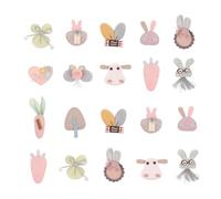 KALLORY 24 Pezzi Fermaglio per Chioma Decorativo Cartoon in Stoffa, Materiale DIY, per Decorazione Cellulare e Progetti Artigianali, Accessorio per Bambine Colore Casuale Stili Multipli