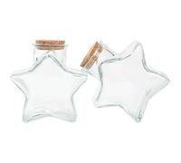 KALLORY 2pezzi Bottiglie Forma di Stella Cinque Punte in Vetro Trasparente con Tappo in Sughero Bottiglie da Desideri Multifunzione Leggere e Compatte Decorazioni Fai da Te e Bomboniere