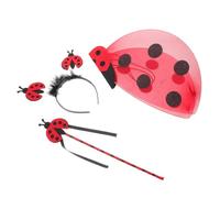 KALLORY 3 Pezzi Pieghevoli da Coccinella a 7 Punti per Bambine Motivo Ladybug, Tessuto e Filo Abs, Facili da Trasportare per Spettacoli Scolastici e Eventi All'aperto