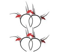 KALLORY 4 Pezzi Cerchietto per Halloween Corna Diaboliche Rosse in Plastica, Superficie Liscia e Design per Cosplay e Feste, Adatto a Adulti
