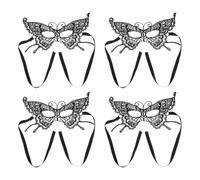 KALLORY 4 Pezzi Maschera a Farfalla in Pizzo Nero per Donna, Elegante e Misteriosa, Comoda da Indossare e Traspirante, per Feste a Tema Carnevale e Festival