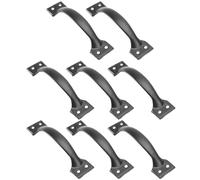 KALLORY 8 Pezzi Maniglia per Porta in Ferro Nero Design Curvo Moderno, Superficie Liscia e Leggera, Diametro Foro 1,2 Cm, per Armadi e Mobili