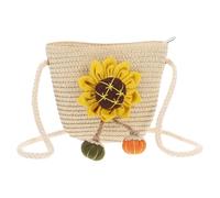 KALLORY Borsa Tracolla in Paglia per Bambina Borsetta Beige Leggera e Resistente per Scuola e Feste