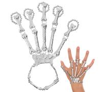 KALLORY Bracciale Scheletro Punk in Lega Argento Anello Snodato | Stile Punk e Moda, Flessibile Sulle Dita, Giunto Snodato, Finitura Argento, per Look Audaci