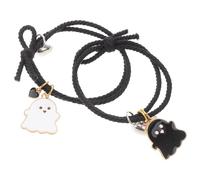 KALLORY Bracciali Coppia 2 Pezzi Charm Cuore Intrecciati in Corda Elastica e Lega Nera, Eleganti per Uso Quotidiano e Attività All'aperto