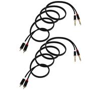 KALLORY Cavo Audio 1,5m Doppio Rca a Doppio Jack 6,35mm Scocca in Lega di Alluminio Nero, Set 2 Pezzi, Cavo Schermato Anti-rumore per Amplificatore e Mixer, Accessorio Audio per Impianti