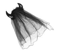 KALLORY Cerchietto Corna in Rete Nera per Halloween Accessorio per Chioma Sposa Design Spettrale per Feste e Mascherate Facile da Indossare
