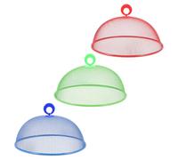 KALLORY Copertura per Cibo in Rete di Ferro 3 Pezzi Anello in Plastica, Resistente e Non Deformabile, per Picnic e Uso All'aperto Colore Casuale