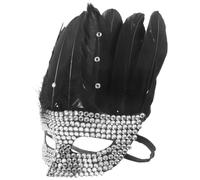 KALLORY Maschera da Festa per Donna Piume e Cristalli Nera, Effetto Decorativo Eccellente, Comoda da Indossare per Halloween e Feste in Maschera