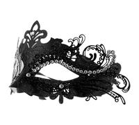 KALLORY Maschera Farfalla Nera in Metallo e Plastica Leggera e Confortevole a Mezza Faccia Nastri per Cosplay e Feste in Maschera