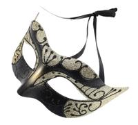 KALLORY Maschera Veneziana in Plastica Oro Vintage per Carnevale e Feste, Leggera e Confortevole, Stile Antico Decorazioni Natalizie per Party e Balli