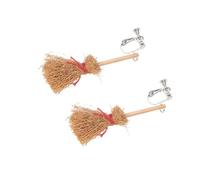 KALLORY Orecchini a Forma di Scopa della Strega in Legno per Halloween, Clip per Orecchie Divertenti e Unici, Accessori Chic per Ragazze a Festa Mascherata