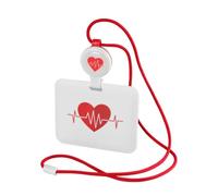 KALLORY Porta Badge Medico con Cordino Rosso in Poliestere e Abs, Porta Tessere Identificative con Design Creativo e Ritiro Estensibile per Infermieri e Dottori in Ospedale