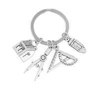 KALLORY Portachiavi Creativo in Lega di Zinco Multifunzionale Design Casa, Compasso e Righello, Accessorio Compatto per Gestione Chiavi di Casa e Auto, Regalo