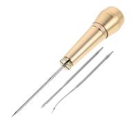 KALLORY Punteruolo da Cucito a Mano per Riparazione Scarpe in Pelle Manico in Rame Resistente, Ago Uncinato per Punzonatura Precisa, Strumento Artigianale per Cucire e Rinforzare Suole,