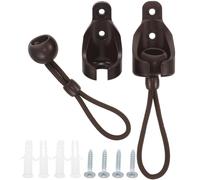 KALLORY Set 1 Coppia Staffe Fibbie Corda Elastica Marrone per Tende a Rullo Accessori Antivento per Tende Oscuranti Kit Fissaggio Base e Viti da Interno