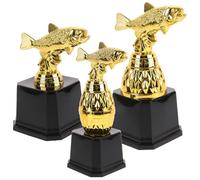 KALLORY Set 3 Pezzi Mini Trofei da Pesca in Plastica Aspetto Realistico, Decorazione per Premi e Feste, Coppe e Gara di Pesca