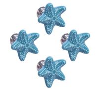 KALLORY Set 4 Pomelli per Armadio a Forma di Stella Marina in Ceramica e Lega di Zinco Blu, Maniglie Resistenti per Porte e Cassetti, Decorazione Elegante per Casa