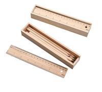 KALLORY Set da 2 Astucci in Legno Cassetto, Scatola Porta Pastelli e Mini Custodia Portaoggetti per Cancelleria, Contenitore Portapenne da Viaggio e Uso Scolastico