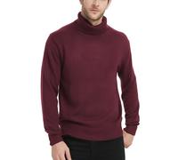 Kallspin Maglione a Collo Alto da Uomo Pullover in Misto Lana(Borgogna, 3XL)