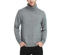 Kallspin Maglione a Collo Alto da Uomo Pullover in Misto Lana(Grigio Chiaro, L)