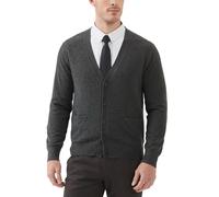 Kallspin Maglione da Uomo Cardigan con Scollo a V in Lana(Grigio Scuro,M)
