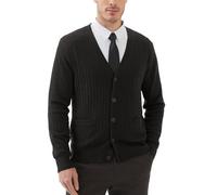 Kallspin Maglione da Uomo in Misto Lana con Maglia a Cavi e Scollo a V(Nero,M)