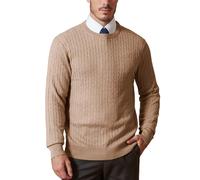 Kallspin Maglione Pullover da Uomo a Maniche Lunghe in Misto Lana con Scollo Tondo(caffè, 2XL)