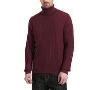 Kallspin Pullover da Uomo a Collo Alto in Maglia a Cavo Solido con Misto Lana e Manica Lunga(Borgogna, 4XL)