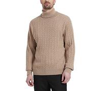 Kallspin Pullover da Uomo a Collo Alto in Maglia a Cavo Solido con Misto Lana e Manica Lunga(caffè, 3XL)