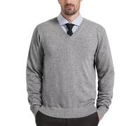 Kallspin Pullover da Uomo in Misto Lana con Scollo a V e Maniche Lunghe (Grigio Chiaro, XXL)
