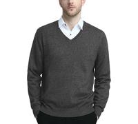 Kallspin Pullover da Uomo in Misto Lana con Scollo a V e Maniche Lunghe (Grigio Scuro, 3XL)