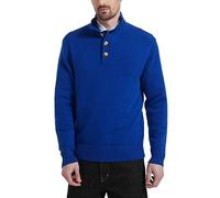 Kallspin Uomo Button Mock Neck Maglia in Misto Lana Pullover a Manica Lunga di Medio Peso(Blu Reale, M)