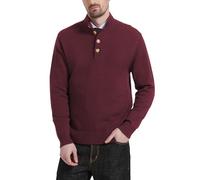 Kallspin Uomo Button Mock Neck Maglia in Misto Lana Pullover a Manica Lunga di Medio Peso(Borgogna, 3XL-Tall)