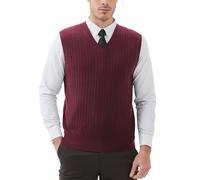 Kallspin Uomo Maglia in Misto Lana Lavorata a Cavo con Scollo a V e Senza Maniche(Borgogna, M)