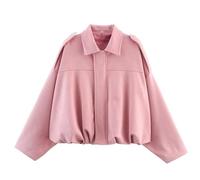 KaloKLU Giacca in pelle selvaggia da donna corta: morbida pelle sintetica con fodera in pile per bomber eccessivi, per strada, inverno, autunno, brevi look casual, 8#, M