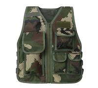 KaloKLU Gilet da Pesca per Bambino Ragazzo Ragazza Gilet Fotografo Multitasche Camouflage Giacca Senza Maniche Cappotto Regolabile Giochi Esterni Caccia di Combattimento Campeggio, Verde militare, 1-7
