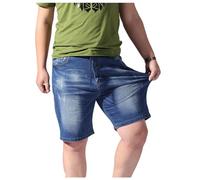 KaloKLU Jeans da uomo, taglie forti, estivi, casual, con vita elasticizzata, coulisse e tasche, taglie forti, pantaloni cargo corti, pantaloncini sportivi, a, 7XL