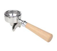 KaloKLU Portafiltro 58 mm doppio beccuccio senza fondo per filtro E61 con manico in legno, orecchie durevoli, ugello, serie barista e macchina per caffè espresso